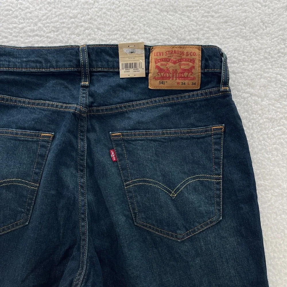 Levis 541 Jeans Mens 34x34 Blue Athletic Tapered Dark Wash Stretch Denim Preppy
